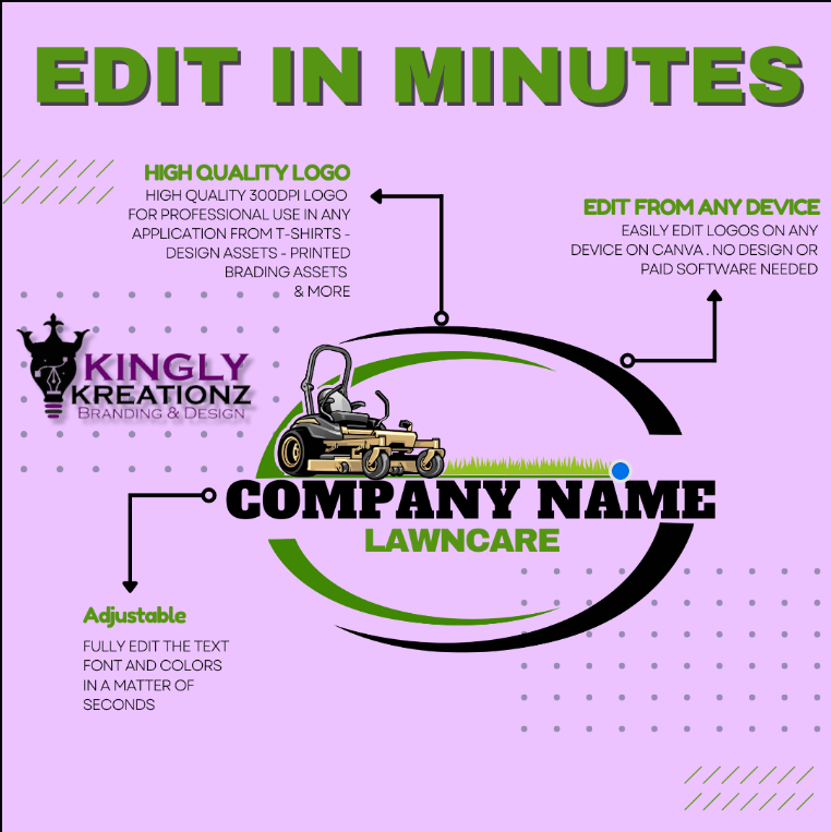 DIY Lawncare Logo Template | Customizable Branding for Lawncare, Landscaping